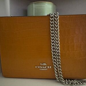 Coach Brown Croc-Embossed Men's Messenger Bag